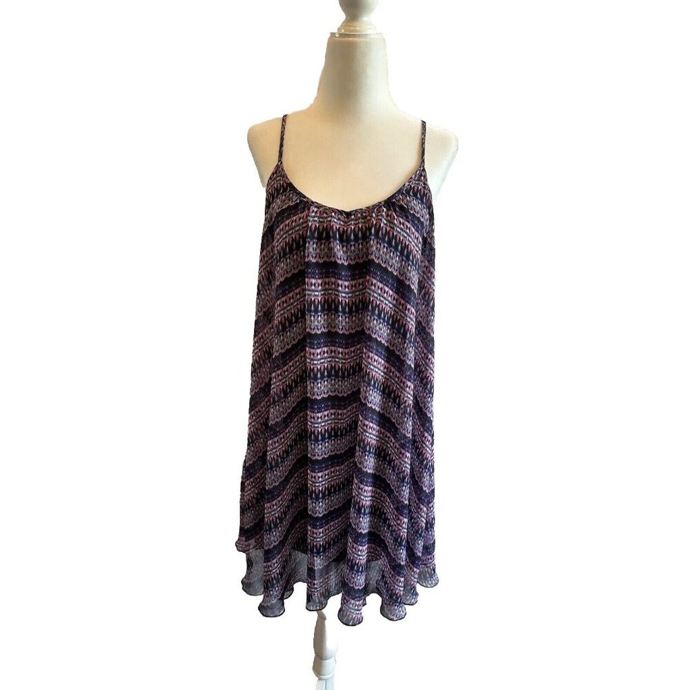 Express Women’s Purple Pink‎ Pattern Slip Flowy Dress Sz Small - Chic Casual